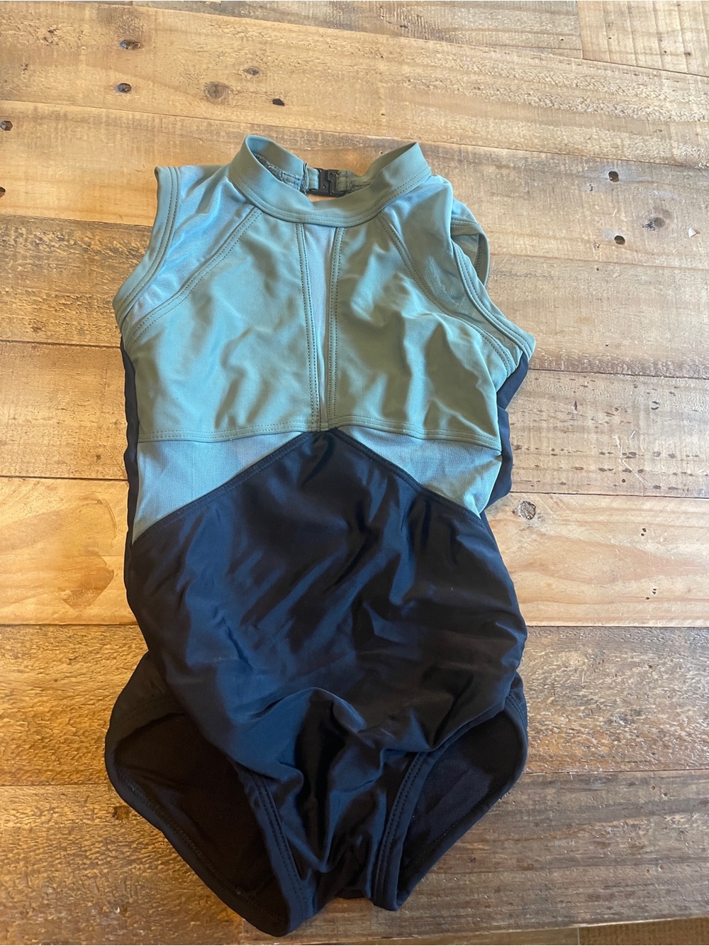 Kids Sleeveless Dance Leotard in Green and Black
